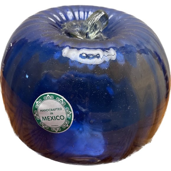 Glass Pumpkin Transparent Cobalt Blue - Hand Blown Glass - Picture 5 of 8